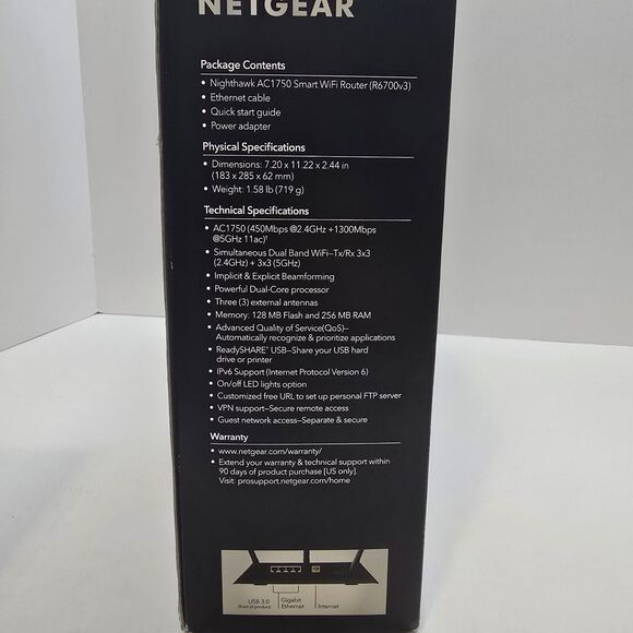 Netgear Nighthawk AC1750 Smart Dual Band WiFi Router Model# R6700-100NAS New - Picture 2 of 4